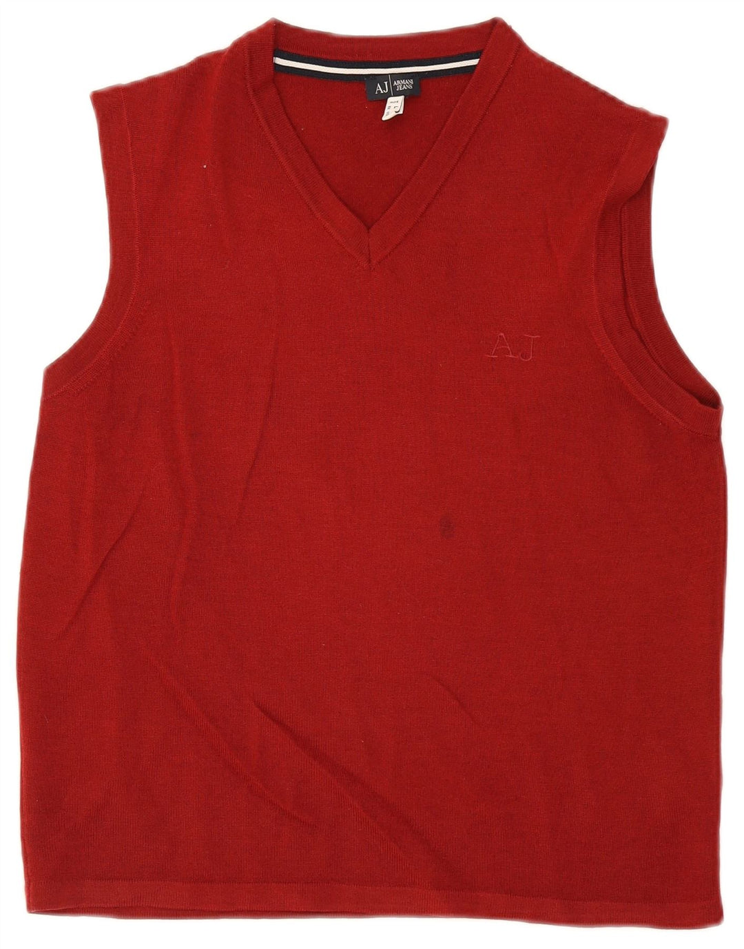 Armani Jeans Herren Weste Tank Top Medium Maroon Schurwolle