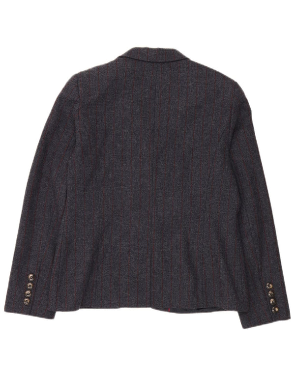 Crew Clothing Damen-Blazer mit 2 Knöpfen, Gr. 44, Grau, Wolle mit Nadelstreifen