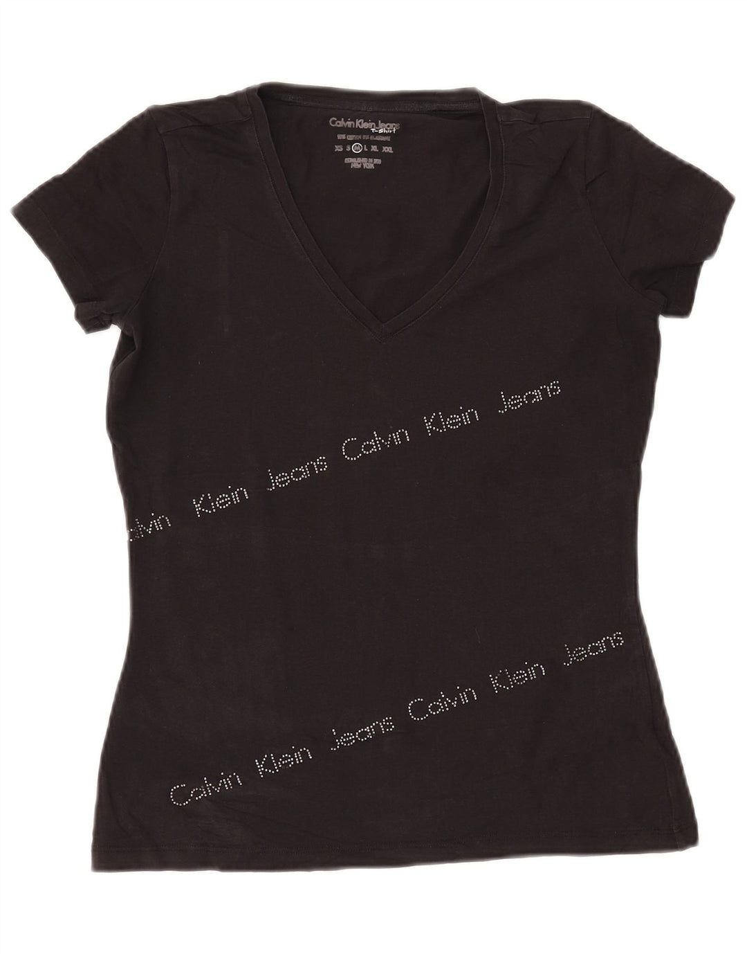 CALVIN KLEIN JEANS Damen Grafik T-Shirt Top UK 12 Medium Schwarz