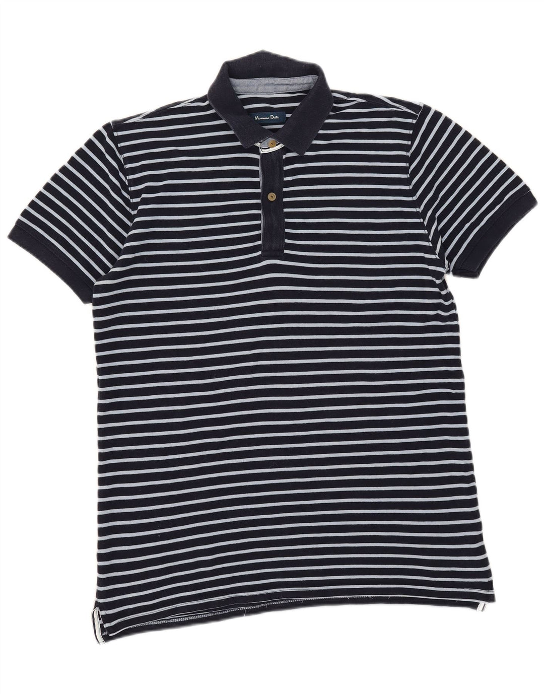 Massimo Dutti Herren-Poloshirt, groß, marineblau gestreift