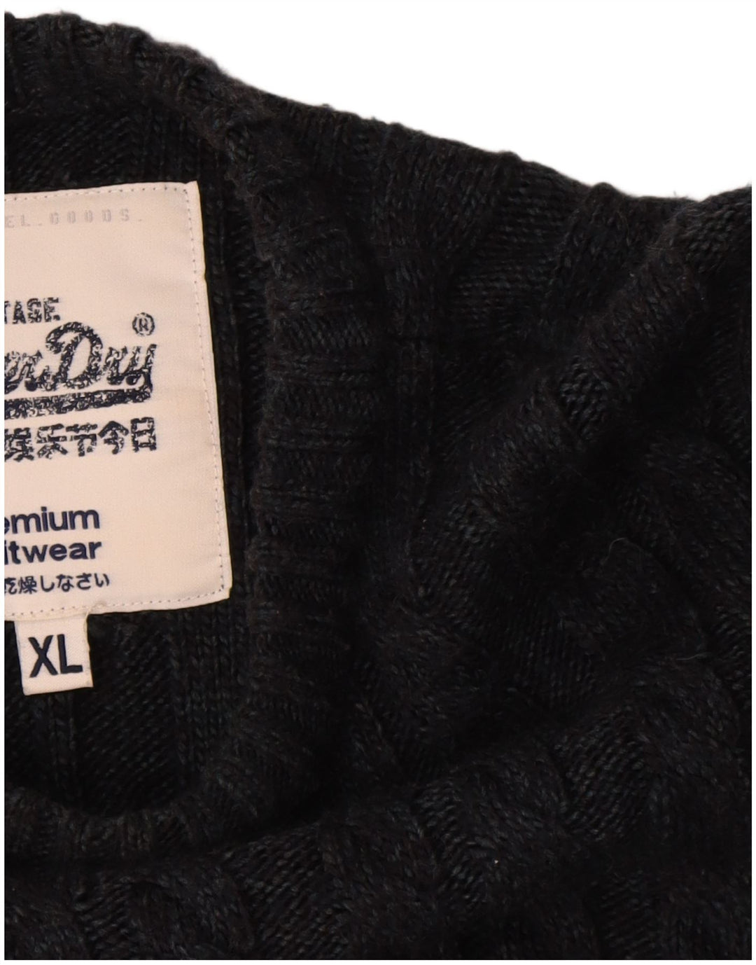 Superdry Herren-Pullover mit U-Boot-Ausschnitt, XL, schwarzes Acryl
