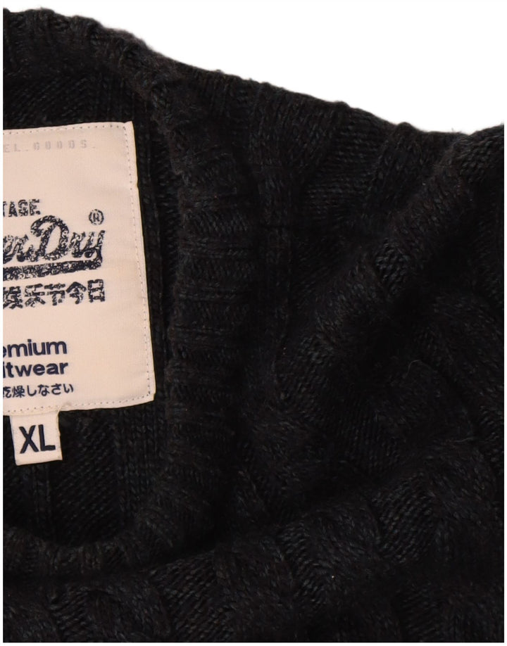 Superdry Herren-Pullover mit U-Boot-Ausschnitt, XL, schwarzes Acryl
