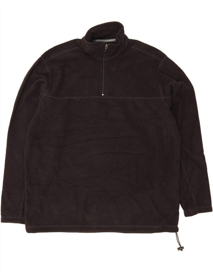 EDDIE BAUER Mens Tall Zip Neck Fleece Jumper Large Black Polyester Vintage Eddie Bauer and Second-Hand Eddie Bauer from Messina Hembry 
