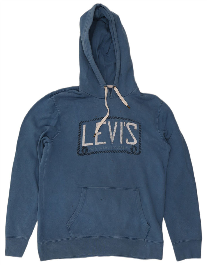 Levi's Herren-Pullover mit grafischem Kapuzenpullover, groß, aus blauer Baumwolle