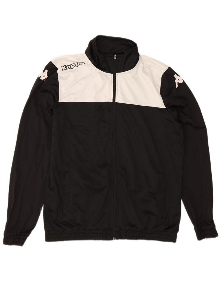 Kappa Herren-Trainingsanzugoberteil mit Grafik, groß, schwarzes Farbblock-Polyester