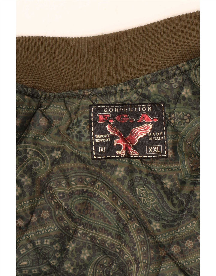 Vintage Herren Wildleder Bomberjacke UK 44 2XL Khaki Geometrisch