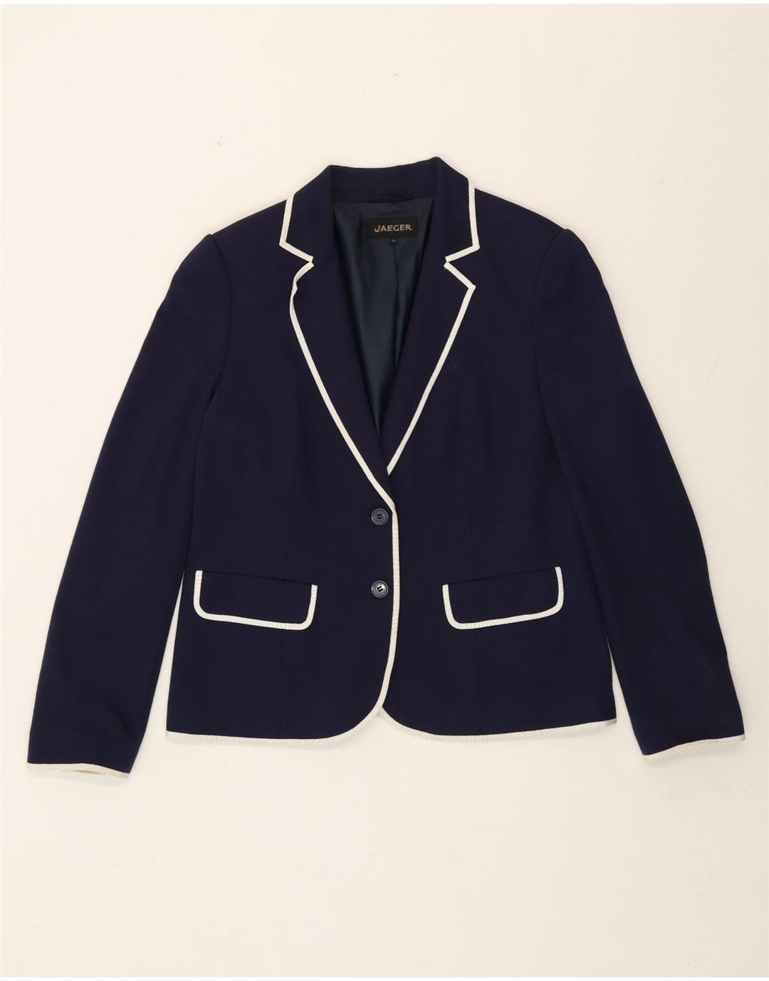 Jaeger Damen-Blazerjacke mit 2 Knöpfen, Gr. 44, Marineblau, klassische Viskose