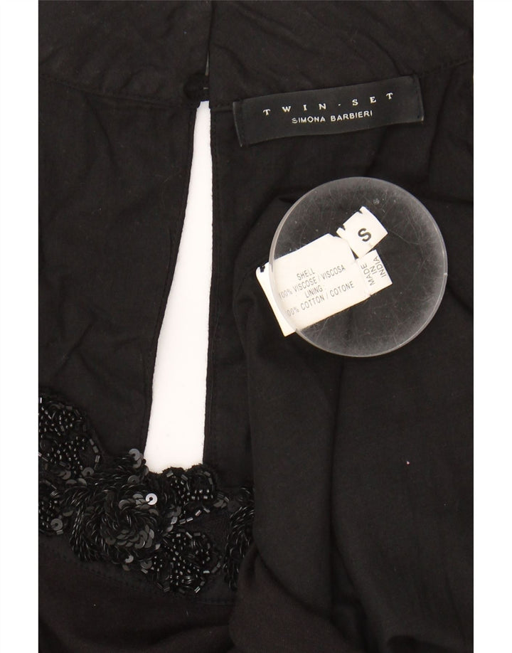 TWIN-SET Womens Halter Top UK 10 Small Black Viscose