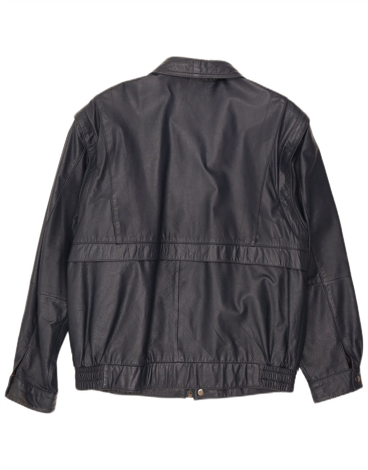 ANGELO LITRICO Damen Militärlederjacke IT 50 XL Marineblaues Leder