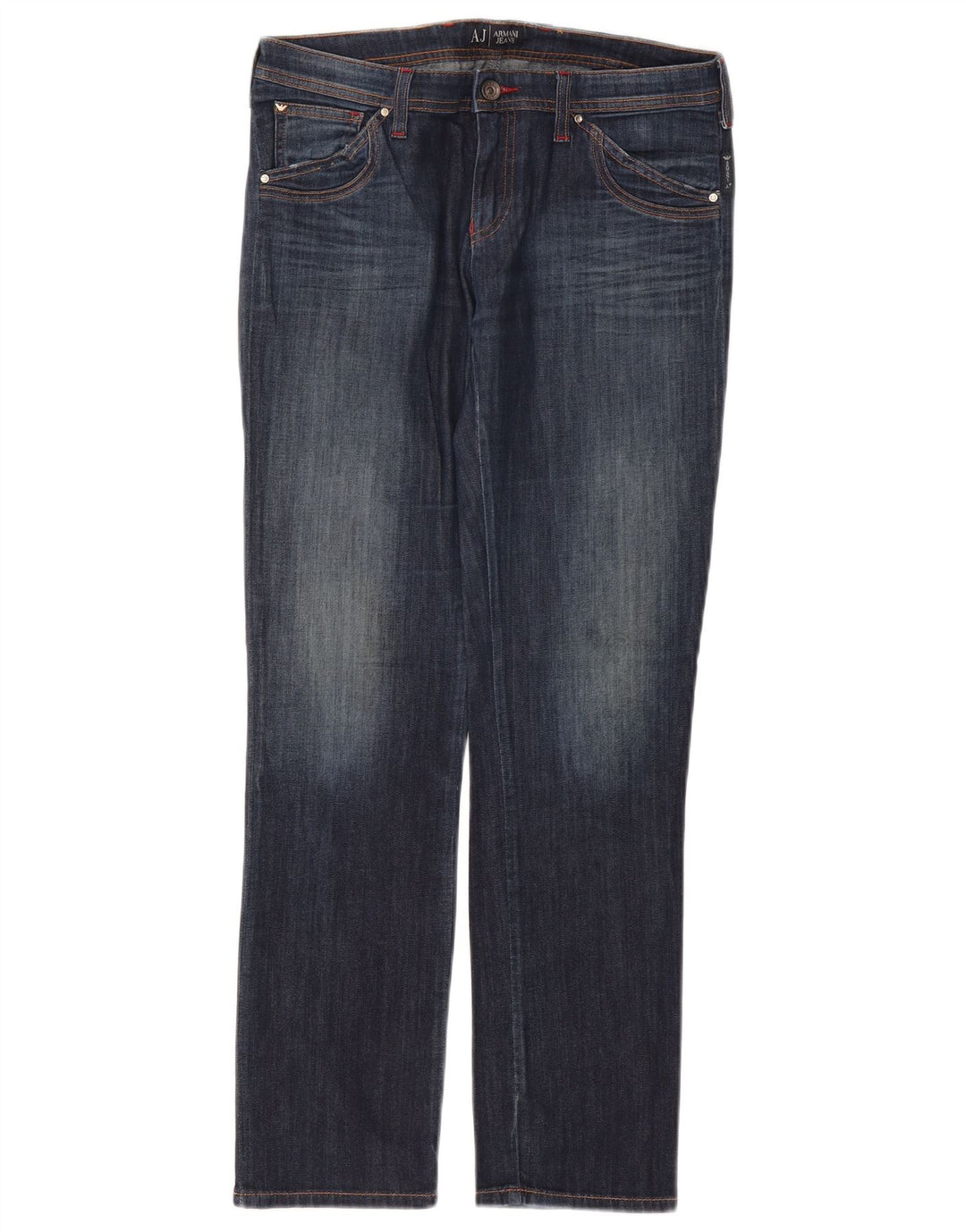 Armani Damen Straight Jeans W30 L29 Marineblaue Baumwolle