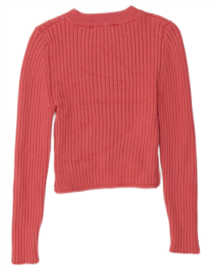 Zara Damen Top Langarm UK 14 Große rosa Viskose