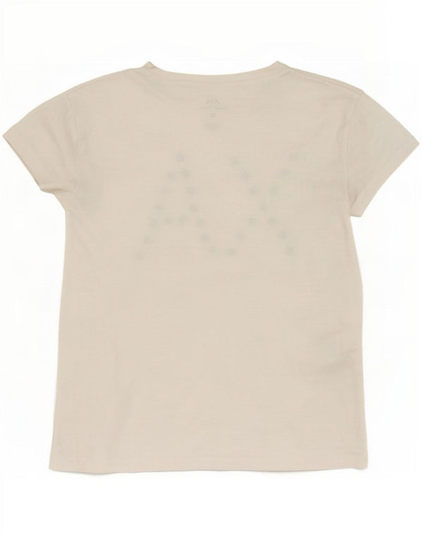 Armani Exchange Damen Übergroßes grafisches T-Shirt-Oberteil UK 6 XS Weiße Baumwolle