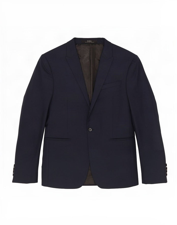 Zara Herren 1-Knopf-Blazerjacke EU 48 Mittelmarineblau