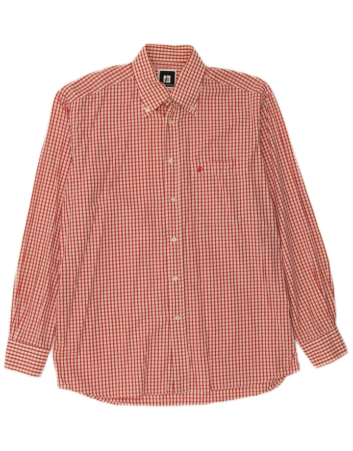 ROCCOBAROCCO Mens Shirt Size 15 1/2 40 Medium Red Check