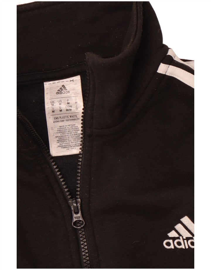 ADIDAS Herren-Sweatshirt mit Reißverschluss am Hals, mittlere schwarze Baumwolle