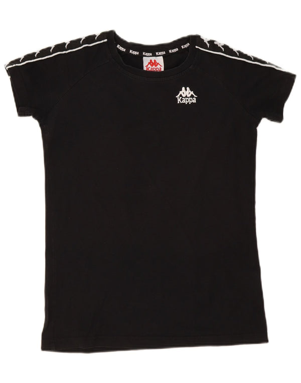Kappa Womens Graphic T-Shirt Top UK 10 Small Schwarz Baumwolle