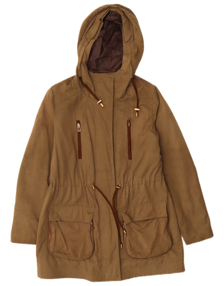 Zara Damen-Parka mit Kapuze, UK 14, mittleres Khaki, Polyester