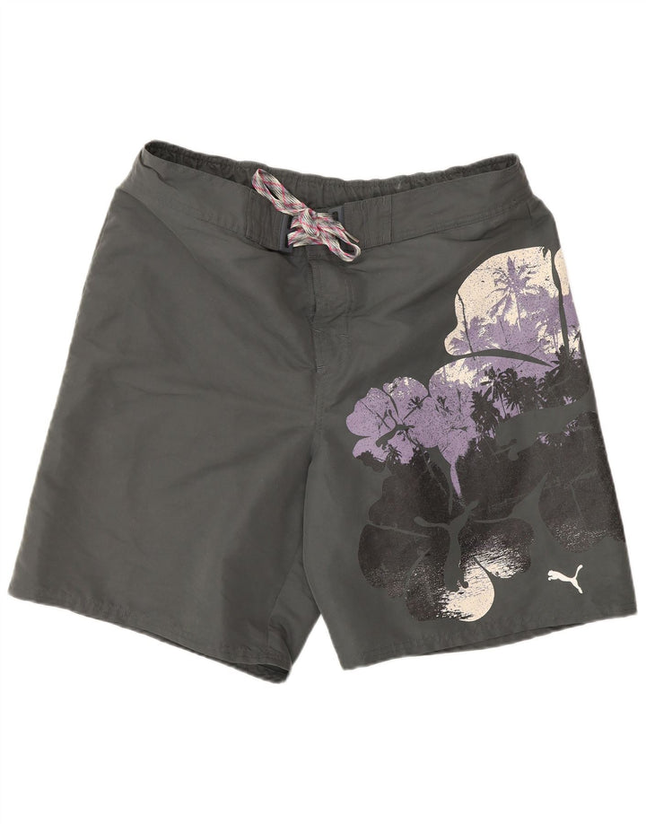 PUMA Herren-Badeshorts, groß, grau geblümt