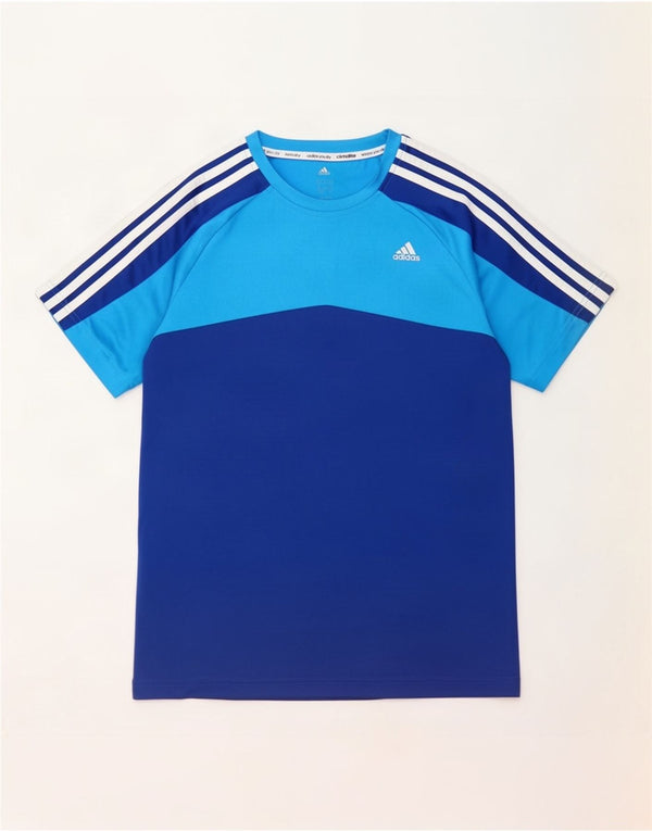 Adidas Jungen Climalite T-Shirt Top 15–16 Jahre, blaues Colourblock-Polyester