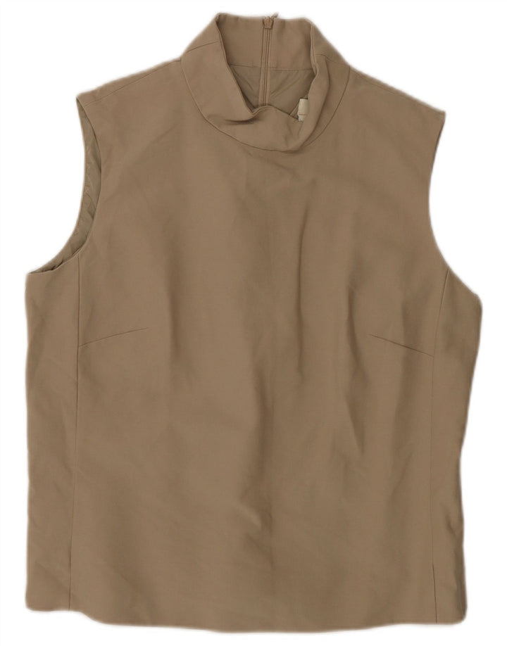Max Mara Damen ärmelloses Blusenoberteil UK 10 Small Beige Baumwolle