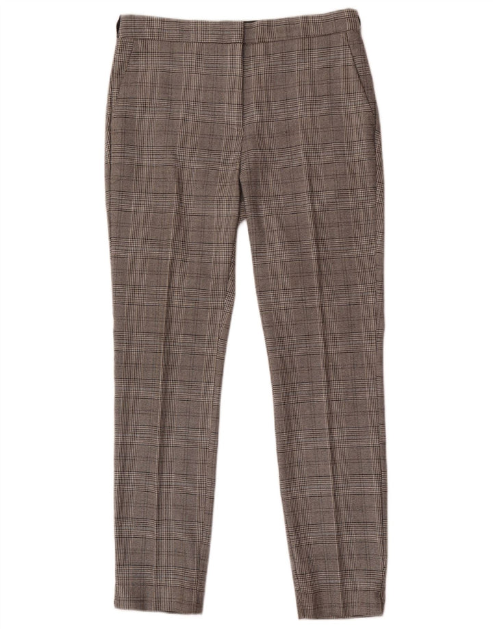Zara Slim Chino-Hose für Damen, mittelgroß, W28, L28, grauer Hahnentrittmuster