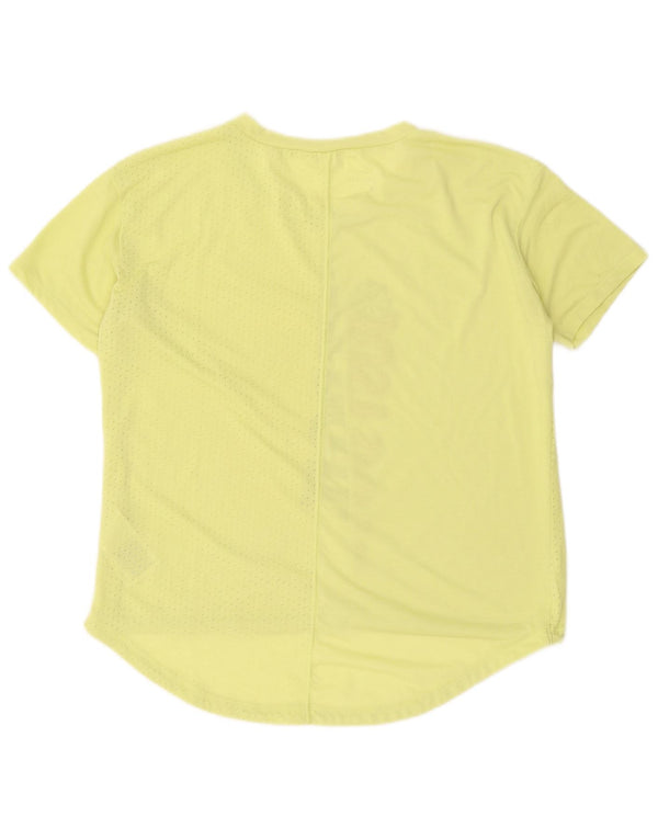 Nike Damen Dri Fit Graphic T-Shirt Top UK 16 Large Gelb Polyester