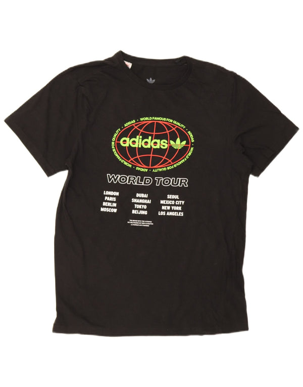Adidas Jungen Graphic T-Shirt Top 15–16 Jahre, schwarze Baumwolle
