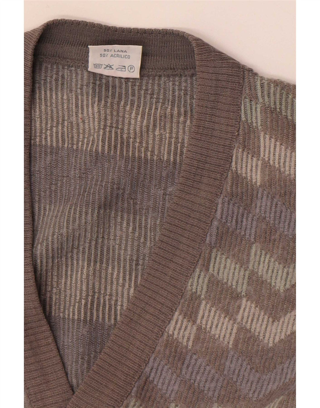 Bernardini Herren-Strickjacke aus mittelgrauer, gestreifter Wolle