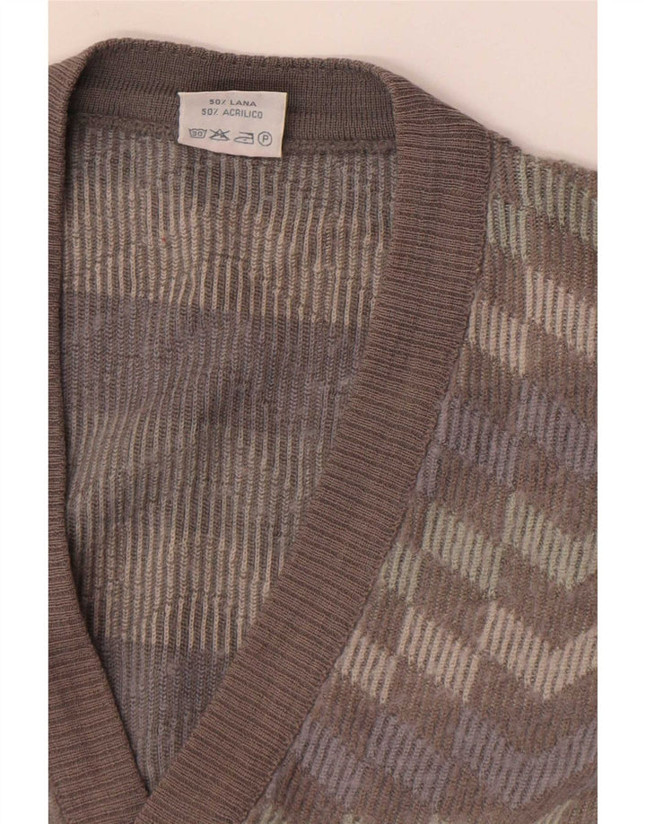 Bernardini Herren-Strickjacke aus mittelgrauer, gestreifter Wolle