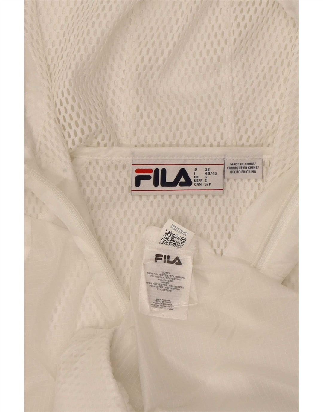 Fila Damen-Trainingsanzugoberteil mit grafischer Kapuze, Gr. 10, Größe S, Weiß, Polyester