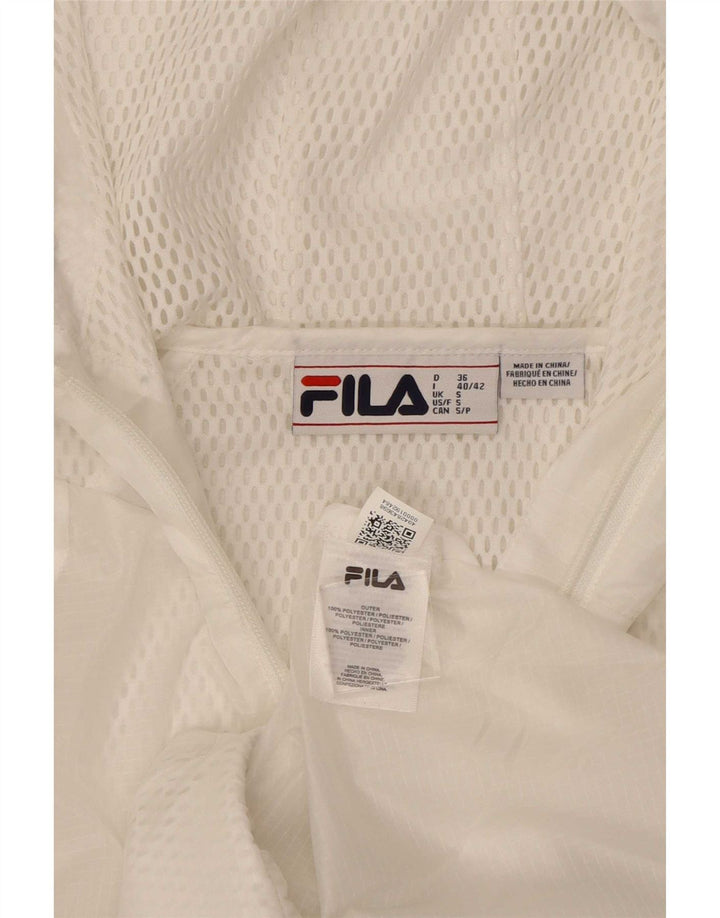 Fila Damen-Trainingsanzugoberteil mit grafischer Kapuze, Gr. 10, Größe S, Weiß, Polyester