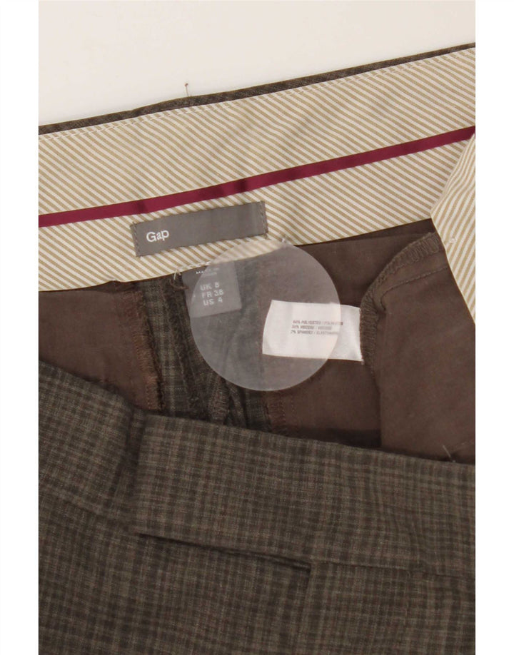 Gap Damen-Anzughose, gerade, UK 8, Größe S, W30, L27, grau kariertes Polyester
