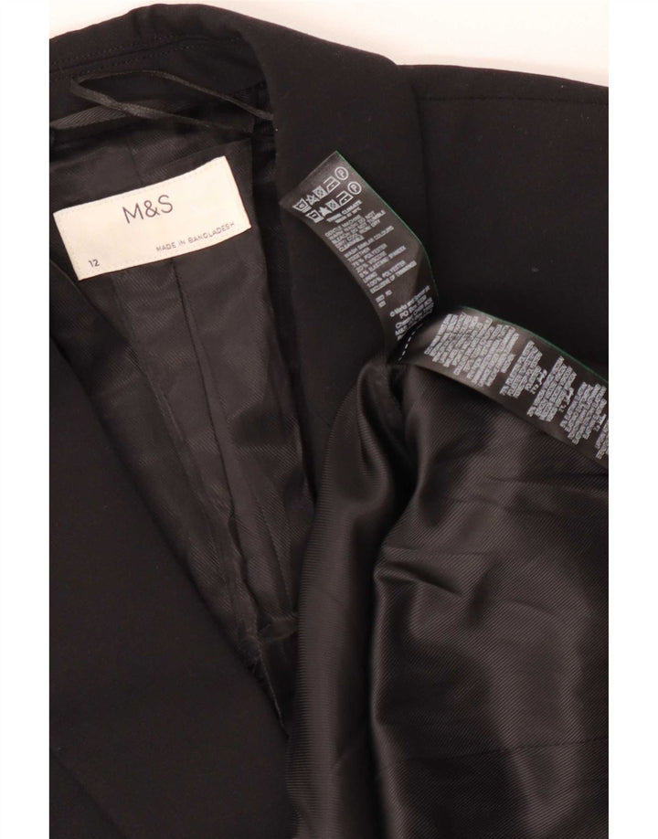 Marks & Spencer Damen-Blazer mit 1 Knopf, UK 12, Mittelschwarz, Polyester