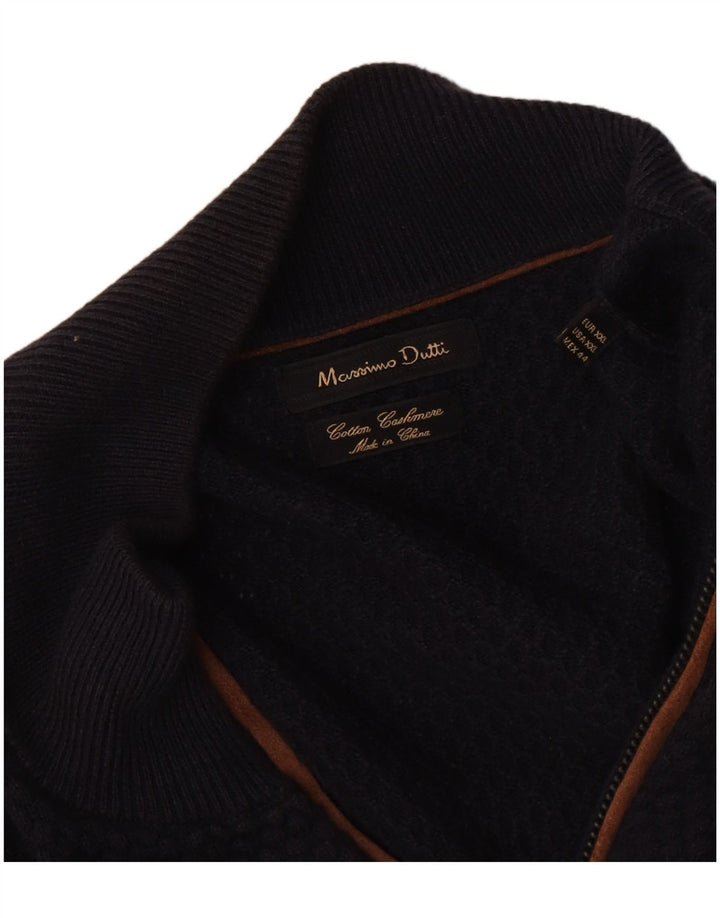 Massimo Dutti Herren Strickjacke 2XL Marineblau Baumwolle