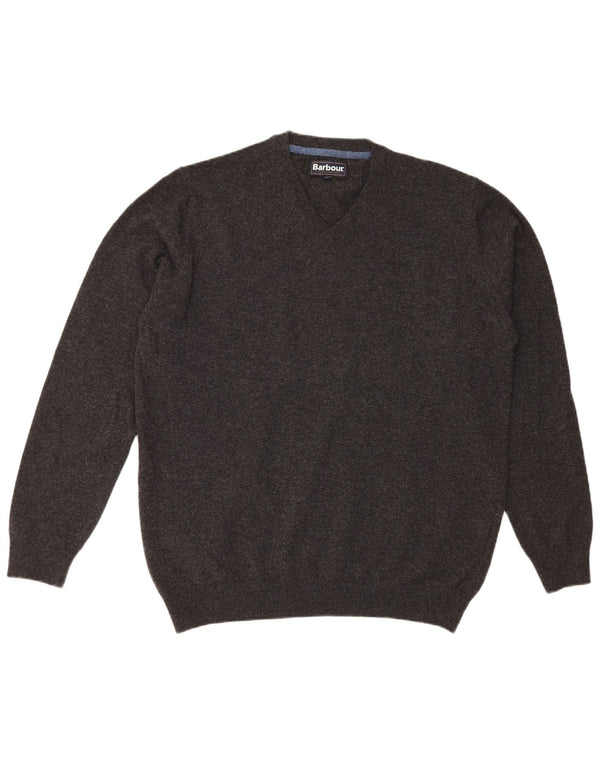 Barbour Herren-Pullover mit V-Ausschnitt, 2XL, graue Wolle