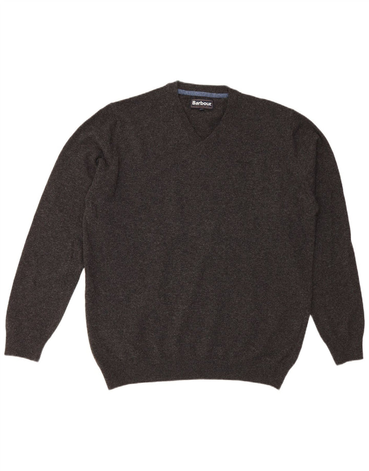 Barbour Herren-Pullover mit V-Ausschnitt, 2XL, graue Wolle