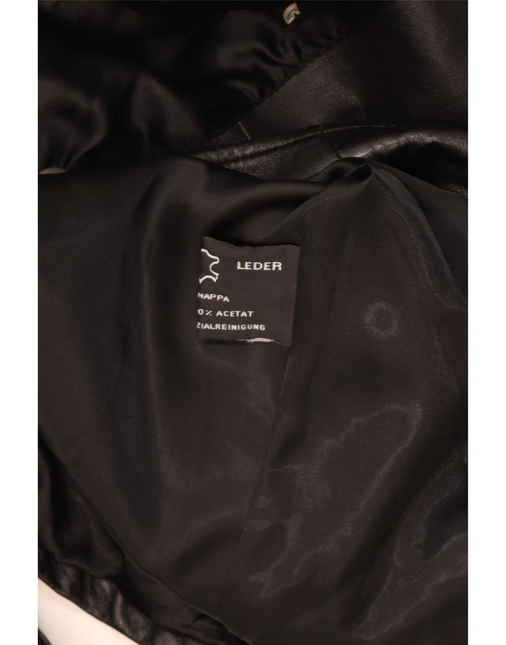 Vintage Damen Ledermantel UK 10 Small Schwarz