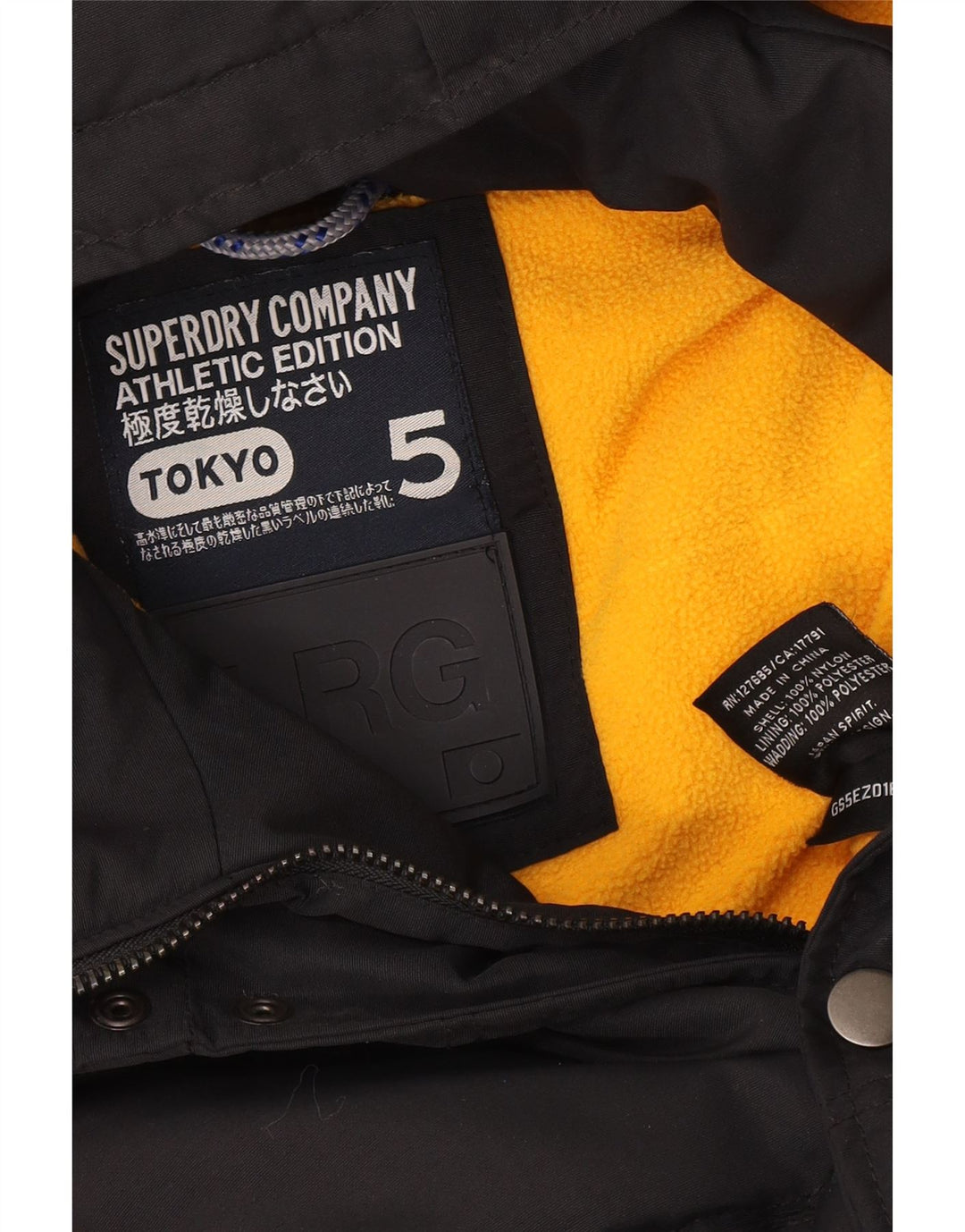 Superdry wattierte Jungen-Weste mit Kapuze, 13–14 Jahre, Größe L, aus schwarzem Nylon