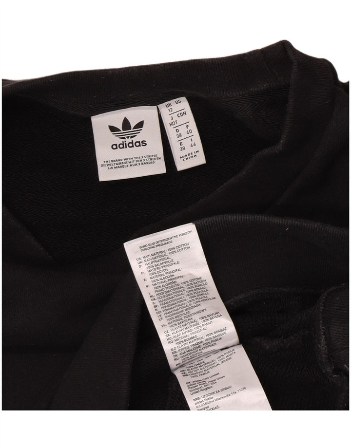 Adidas Womens Graphic Oversized Sweatshirt Pullover UK 12 Mittelschwarze Baumwolle