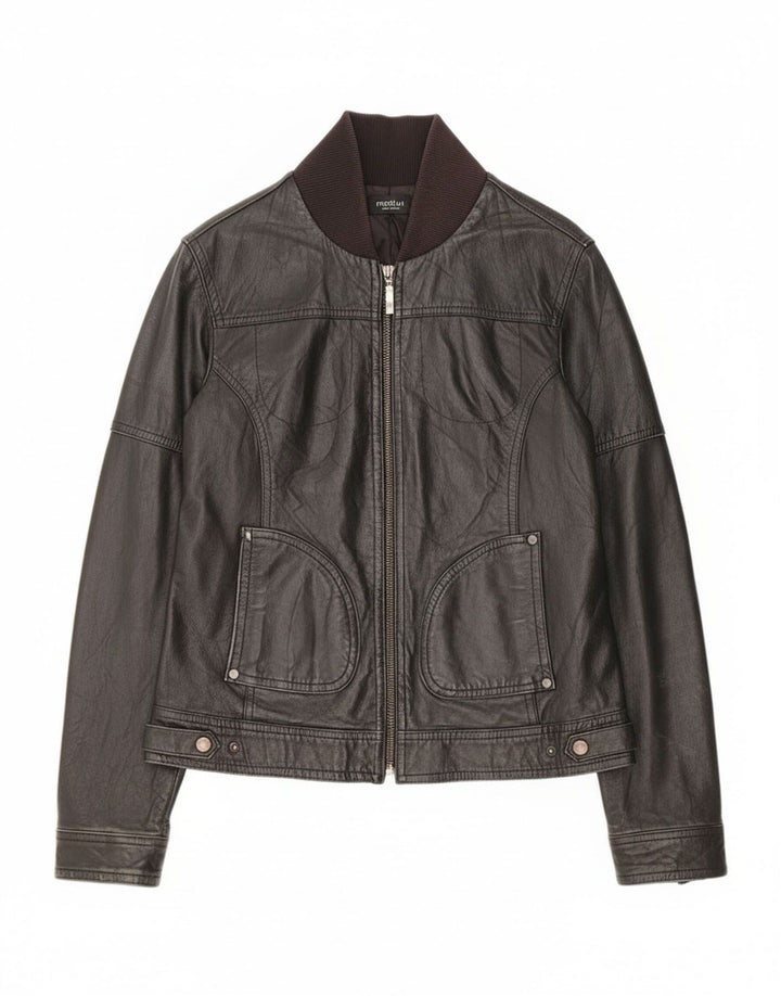 MOTIVI Damen Lederjacke UK 14 Medium Schwarz