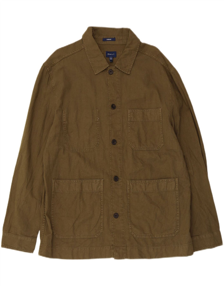 Gant Herren-Overshirt-Hemd, Größe 41/42, 16 1/2, große Khaki-Baumwolle