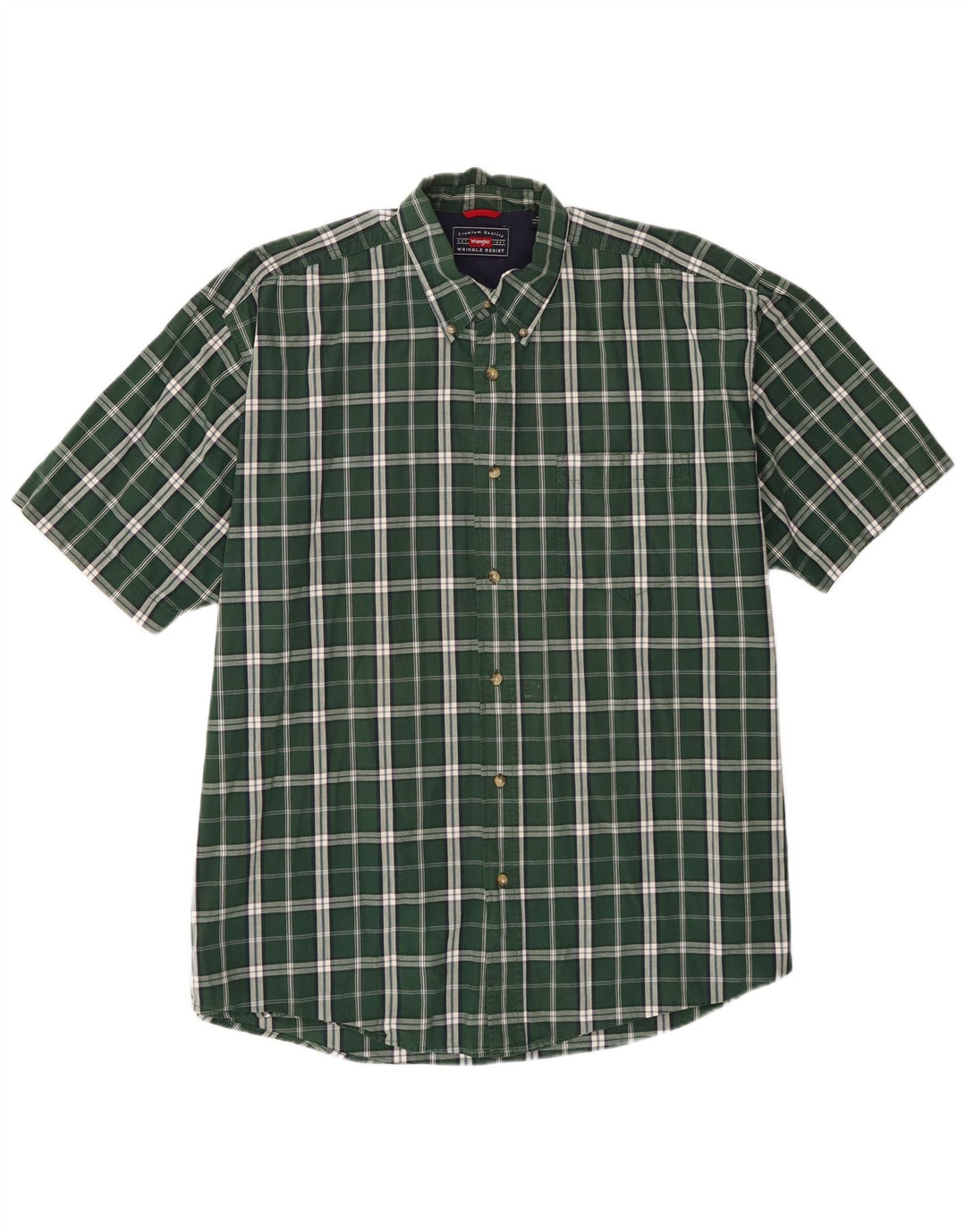 Wrangler Herren Kurzarmhemd XL grün kariert Baumwolle