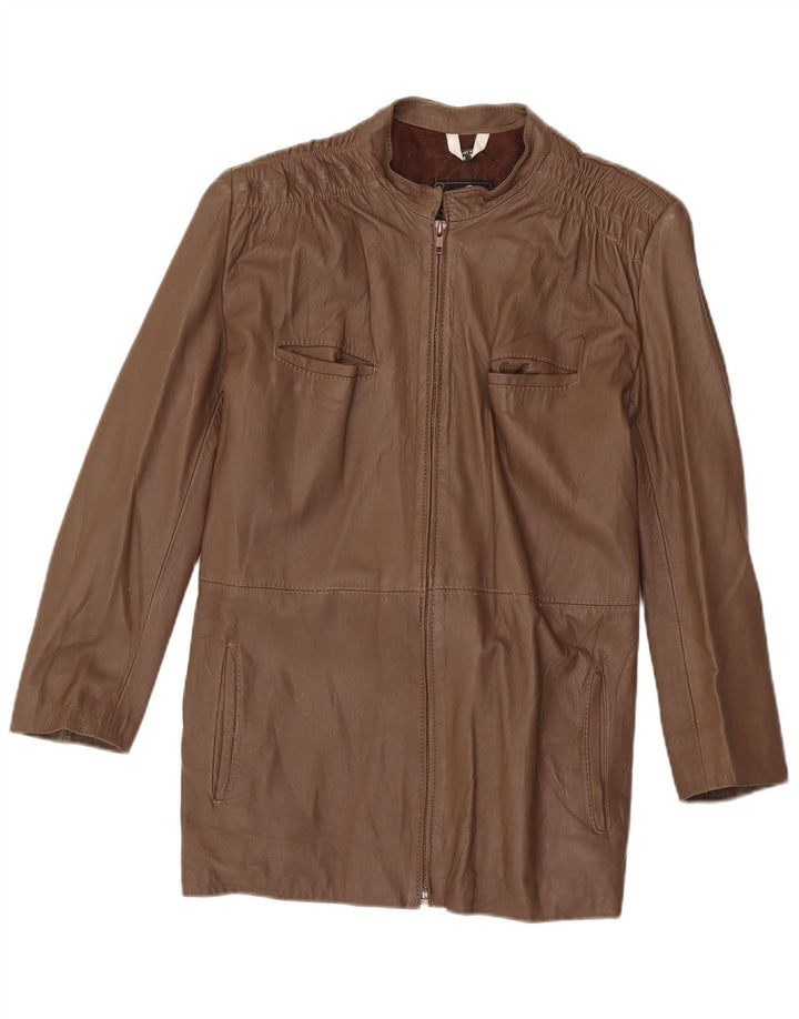 Vintage Damen Ledermantel UK 14 Mittelbraunes Leder