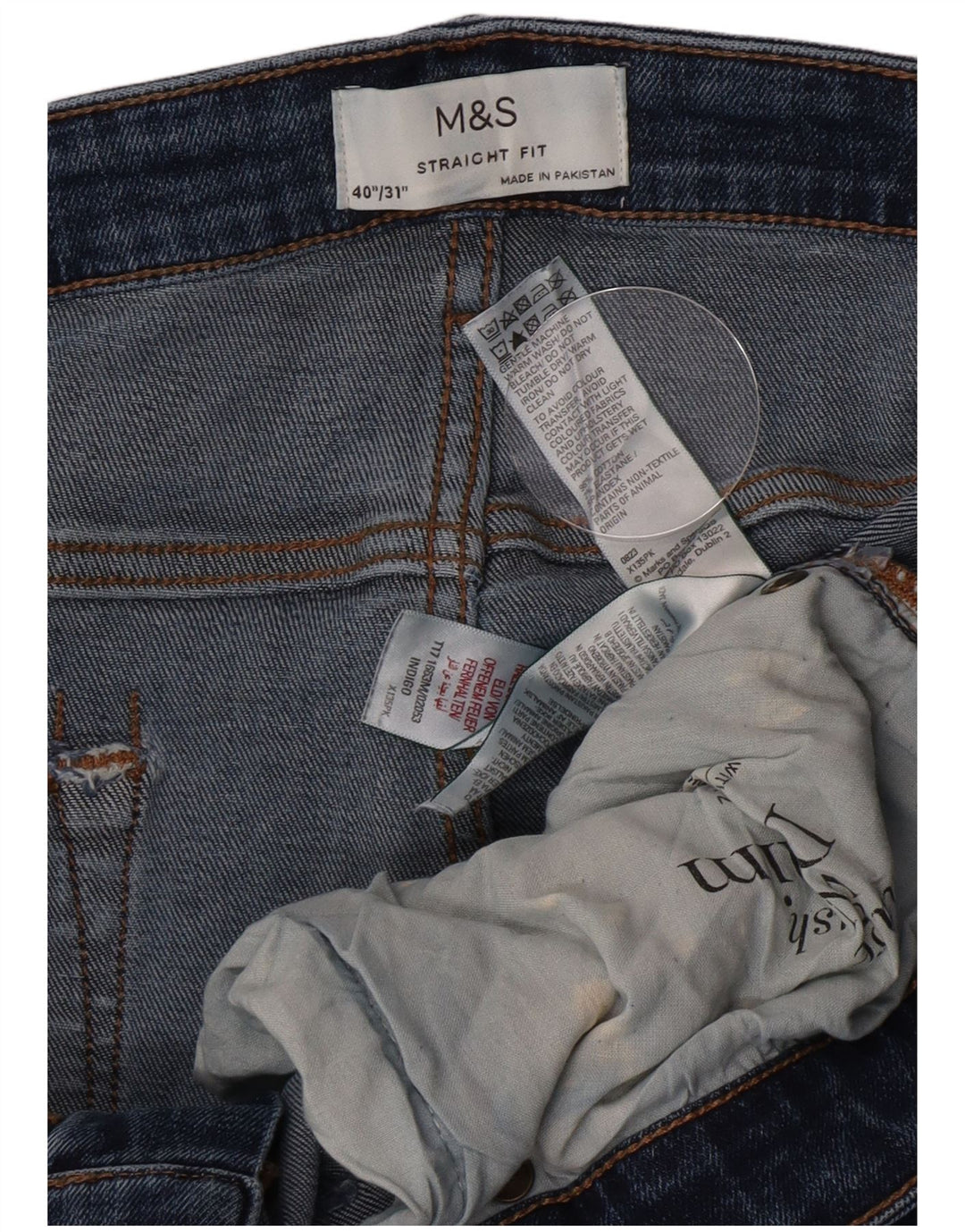 Marks & Spencer Herren Straight Jeans W40 L31 Blaue Baumwolle