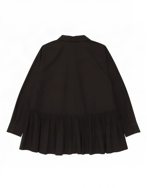 Zara Damen-Bluse mit langen Ärmeln, übergroß, Gr. 10, Größe S, Schwarz, Baumwolle