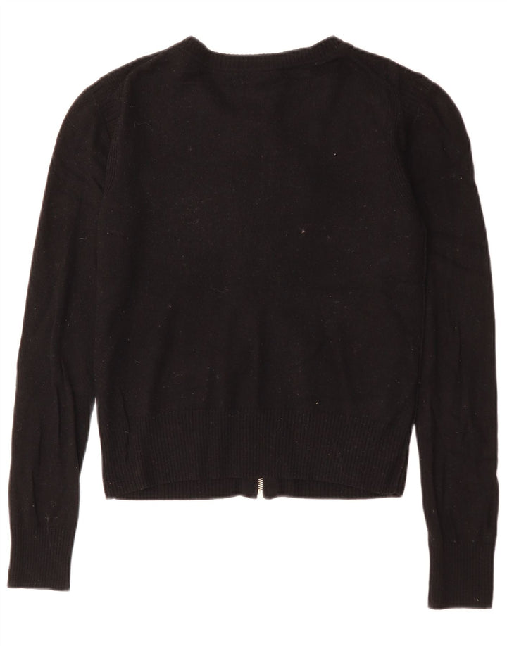 Juicy Couture Damen Crop Cardigan Pullover UK 10 Small Schwarze Wolle