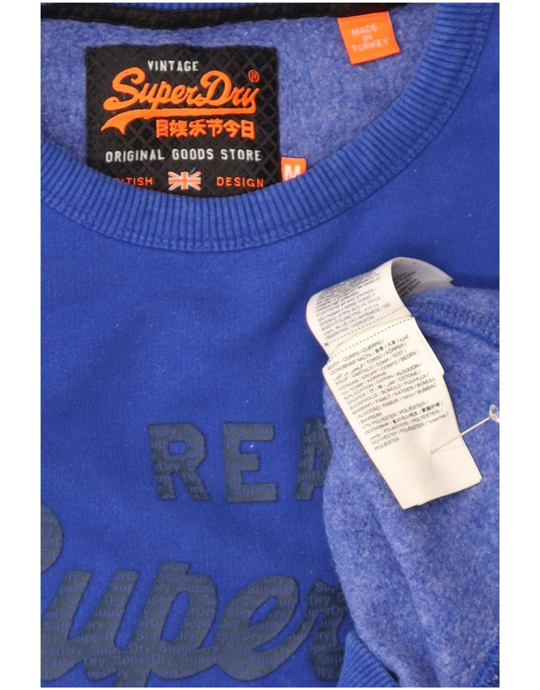Superdry Herren Grafik-Sweatshirt-Pullover aus mittelblauer Baumwolle