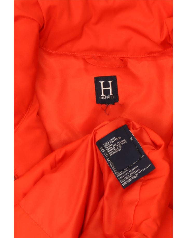 TOMMY HILFIGER Damen Wattierte Jacke UK 14 Large Orange Polyester