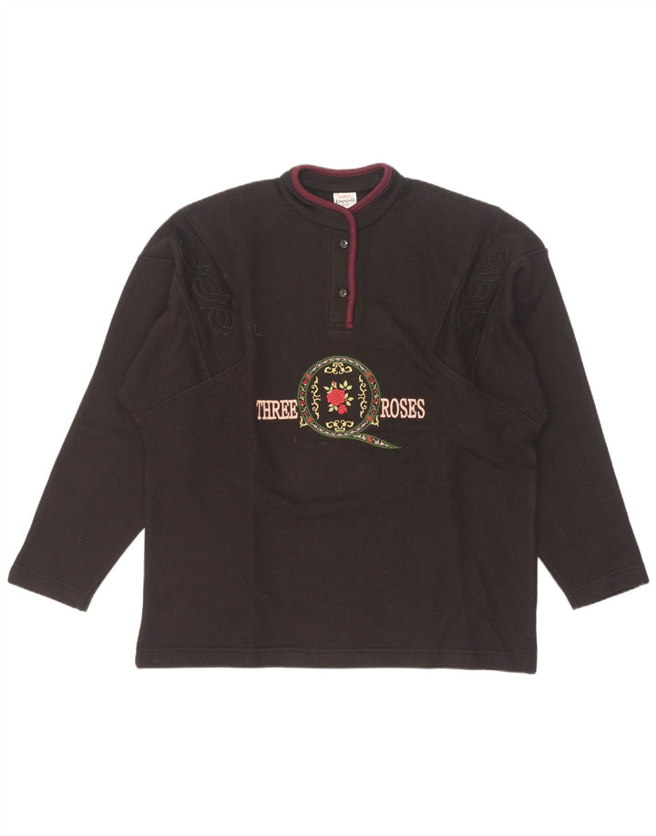 Campagnolo Damen Übergroßer grafischer Sweatshirt-Pullover UK 16 Large Schwarz