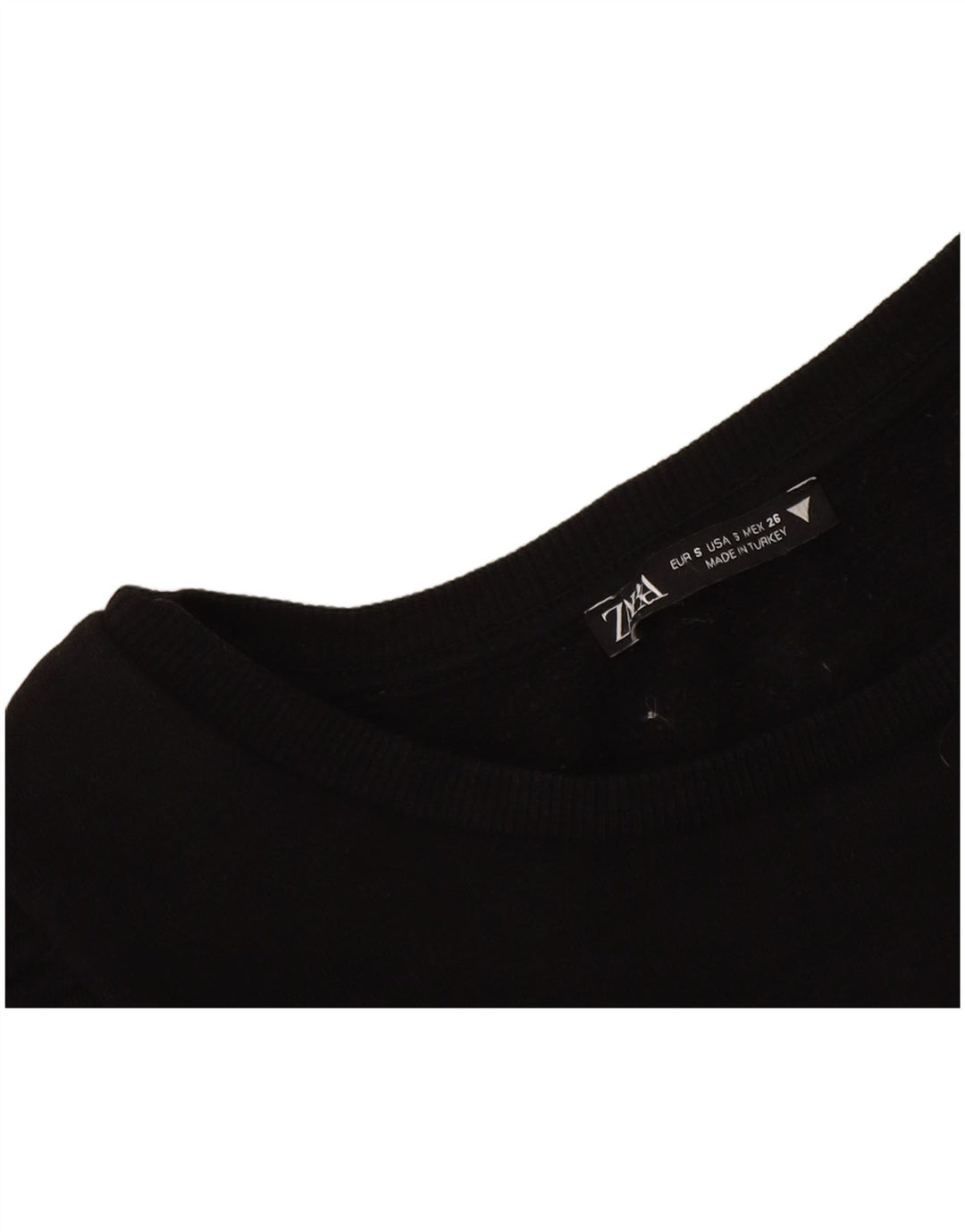 Zara Damen Crop Top Langarm UK 8 Small Schwarz